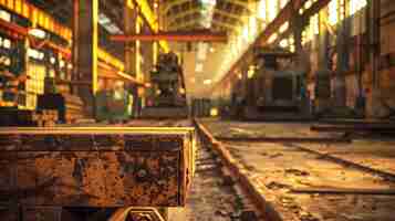 Photo industrial metal box on train track