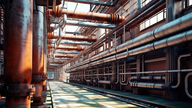 Industrial pipe factory building machinery pipes structure Generative Ai