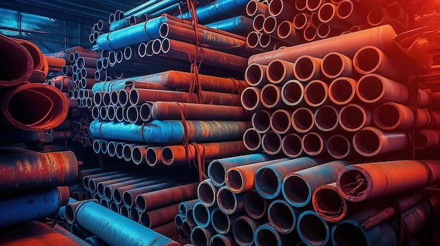 Industrial pipe factory building machinery pipes structure Generative Ai