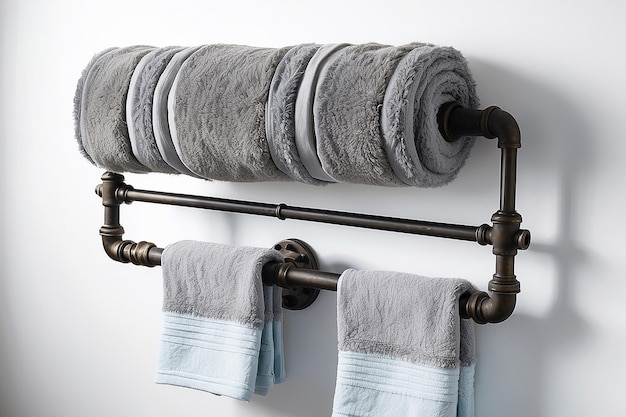 Photo industrial pipe towel rack