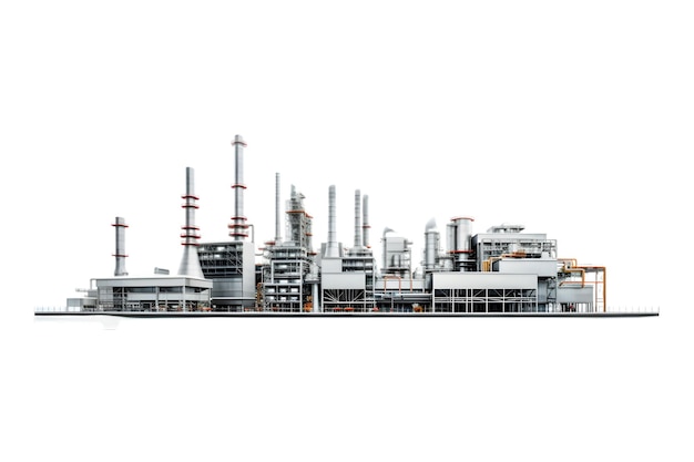 industrial plant isolated on a white background Oil and gas industry refinery factory