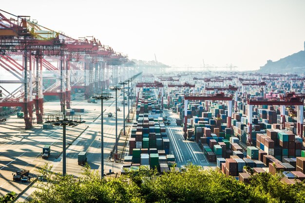 Photo industrial port with containers