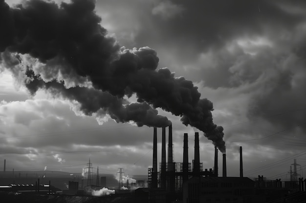 Industrial Smokestacks with Polluting Emissions