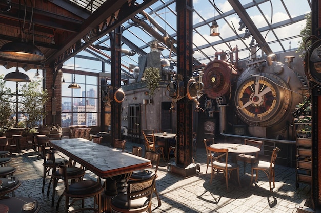 Photo industrial steampunkthemed rooftop patios octane r