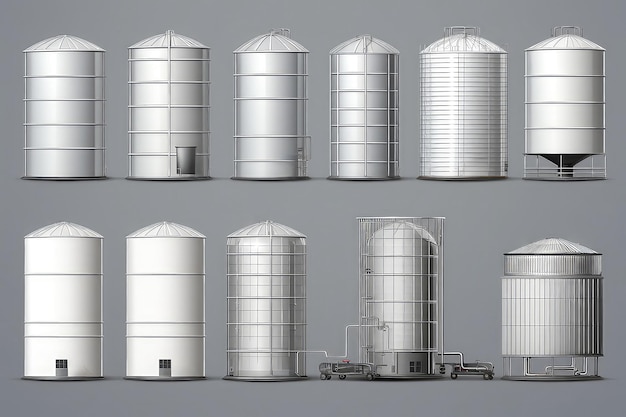 Photo industrial storage facility tanks and silos for raw materials