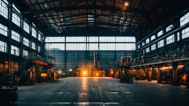 Industrial Warehouse Filled With Machinery