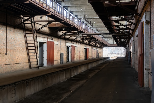 Industrial warehouse with many halls with large gates