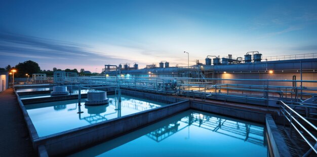 Photo industrial water treatment plant with water