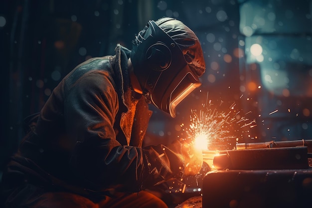Industrial welder work Safety spark Generate Ai