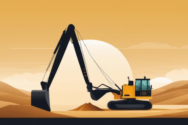 Industrial Worker Operating Excavator Loader in Sand