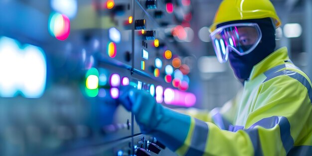 Industrial Worker in Uniform Operating Controls in HighTech Control ...