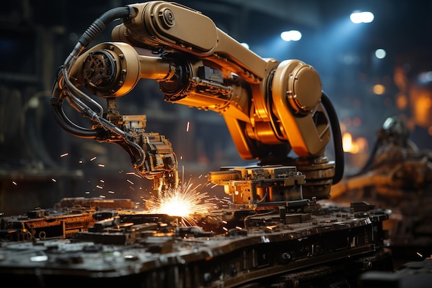 Industrial worker working on a machine in a metallurgical factorygenerative ai