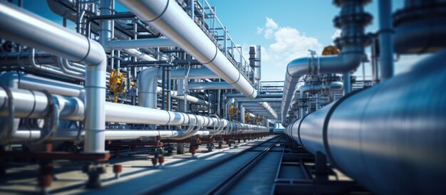 Industrial zone Steel pipelines and equipment of a large oil refinery