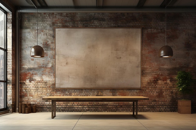 IndustrialChic Interior Exposed Brick and Artistic Flair Created with Generative AI