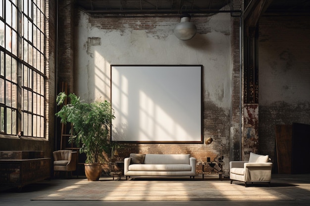 IndustrialChic Interior Exposed Brick en Artistic Flair gecreëerd met Generative AI