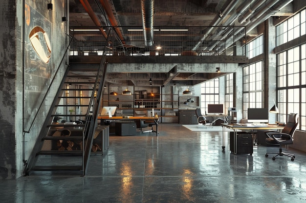 Photo industrialchic office space with metal accents oct