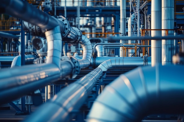 Industrie pijpleiding tijdens het raffinaderijproces Gas- en olieverwerking Generatieve AI