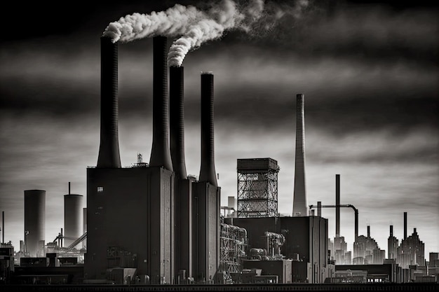Industrie stad rook en vervuiling schoorstenen