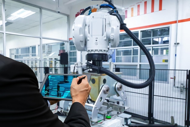 Industrieel technologisch productieconcept met robotarmen