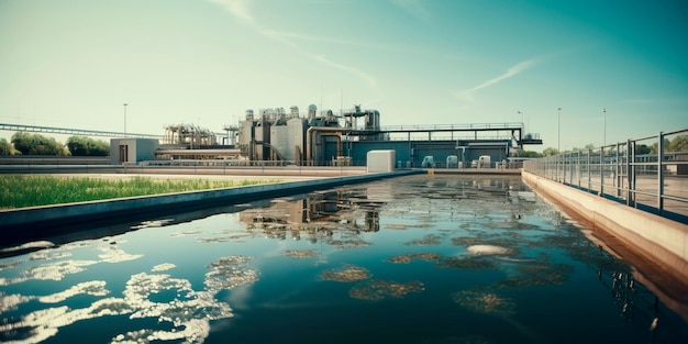 Industriële afvalwaterzuiveringsinstallatie die water zuivert voordat het wordt geloosd
