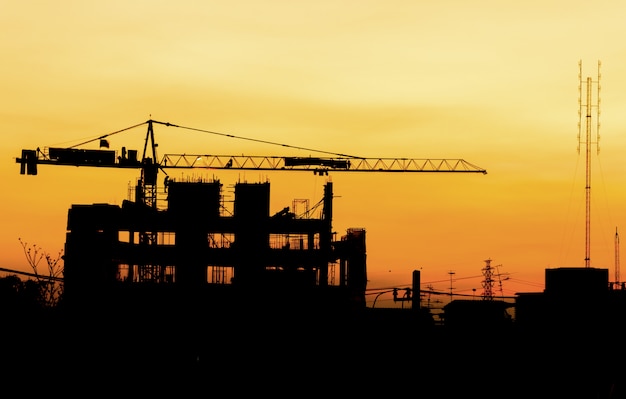 Foto industriële bouw kranen silhouetten