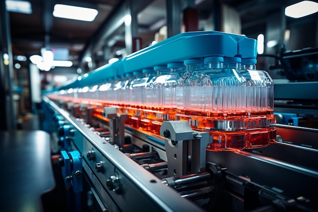 Foto industriële fabriek voor de productie van plastic flessen