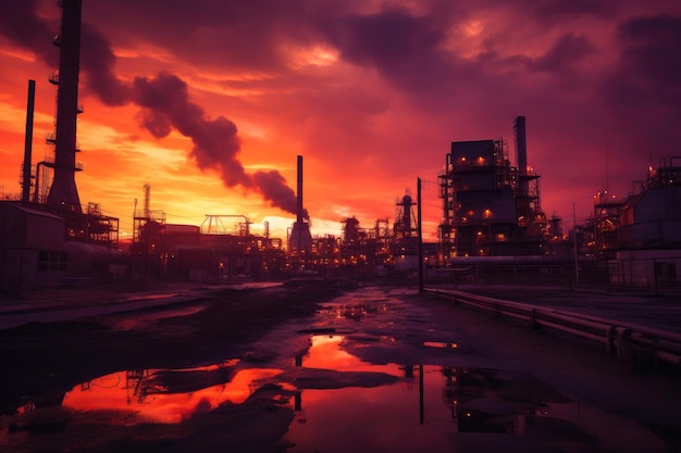 Industriële majesteit zonsondergang silhouet