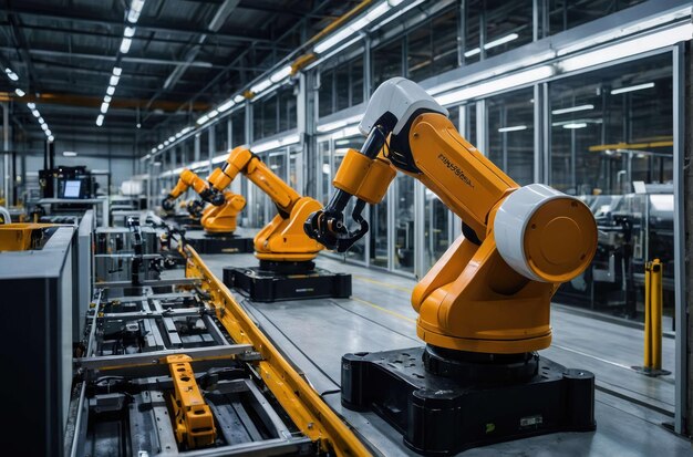 Industriële robotarmen in fabrieksautomatisering