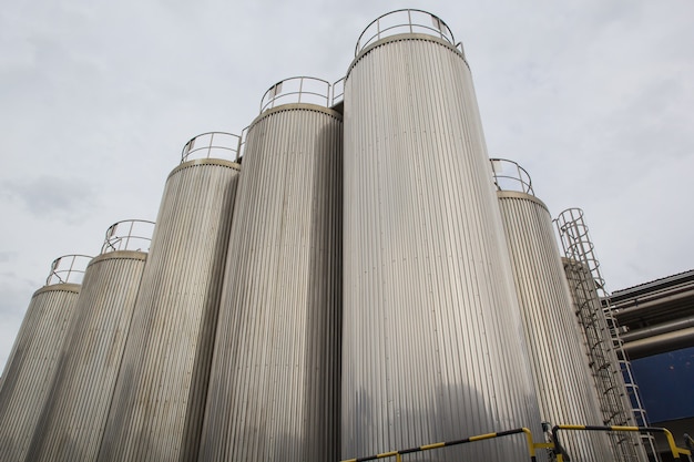 Industriële silo's voor de productie van voedselmelk, van roestvrij staal