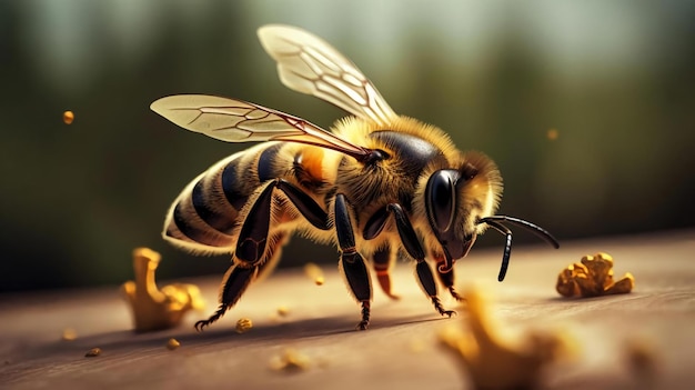 Industrious bee flying in search of its pollen