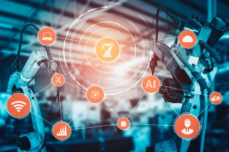 Photo industry 4.0 technology concept - smart factory for fourth industrial revolution