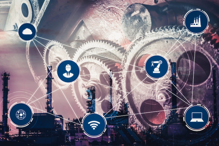 Photo industry 4.0 technology concept - smart factory for fourth industrial revolution