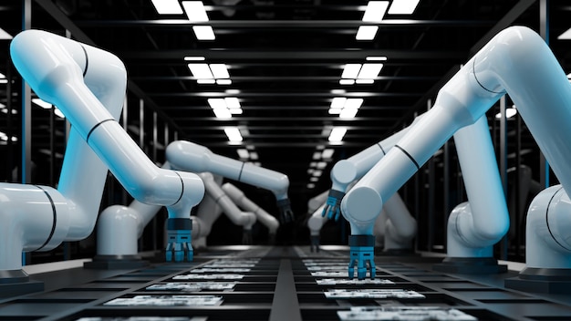 Foto 40 industria e robot industriali in fabbrica intelligente rendering 3d