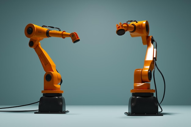Industry 40 and Industrial robots in smart factory 3d rendering