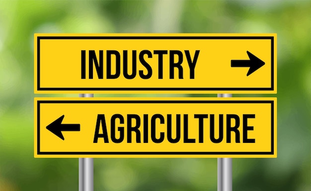 Industry or agriculture road sign on blur background