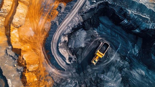 産業 バナー オープンピット鉱山 採掘 産業 石炭 空中トップビュー ドローン