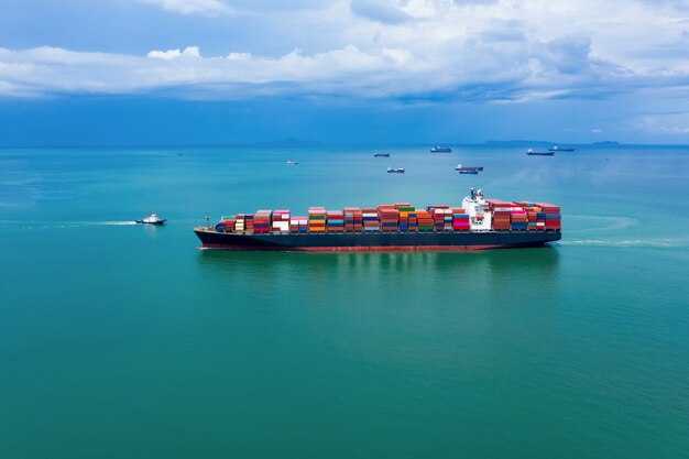 Industry business logistics cargo containers ship by the sea