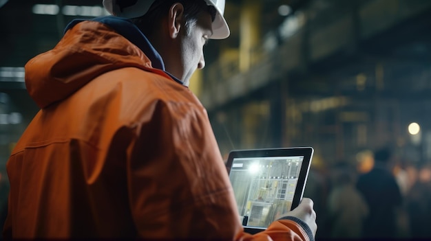 Industry worker is using tablet Generative AI