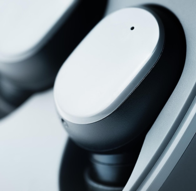 Inear wireless headphones extreme closeup