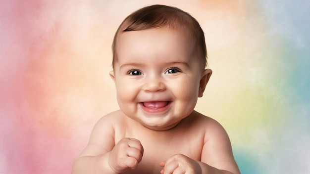 Infant baby smiling little baby girl portrait