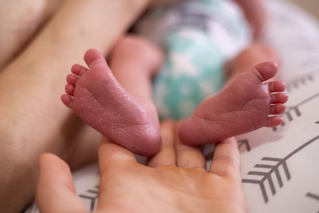 Infant small feet close up