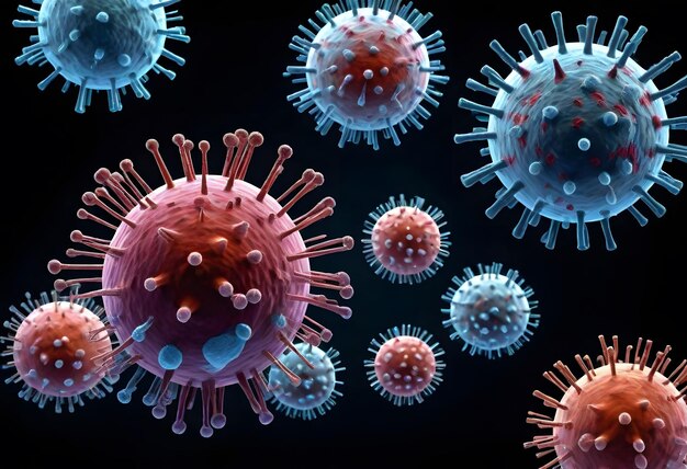 Photo infectious viruses 3d rendering of chemical molec