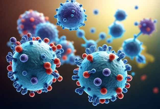 Infectious viruses 3d rendering of chemical molec