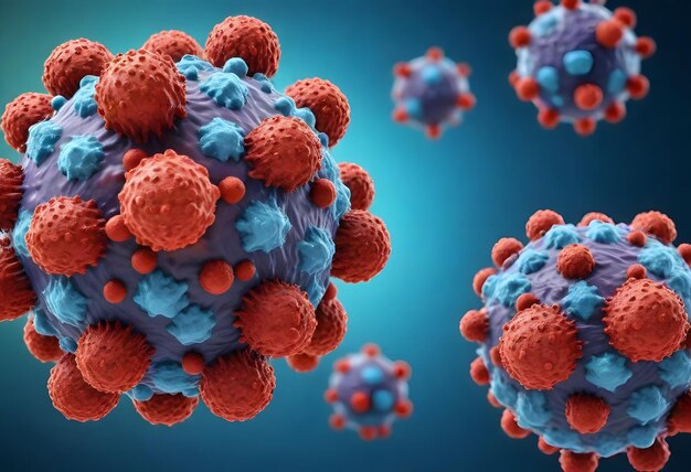 Infectious viruses 3d rendering of chemical molec