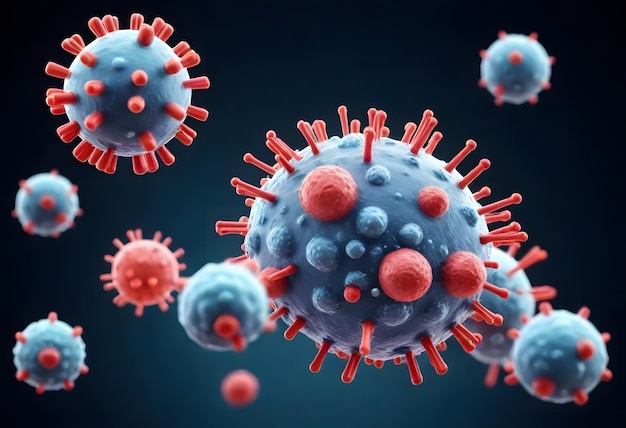 Photo infectious viruses 3d rendering of chemical molec