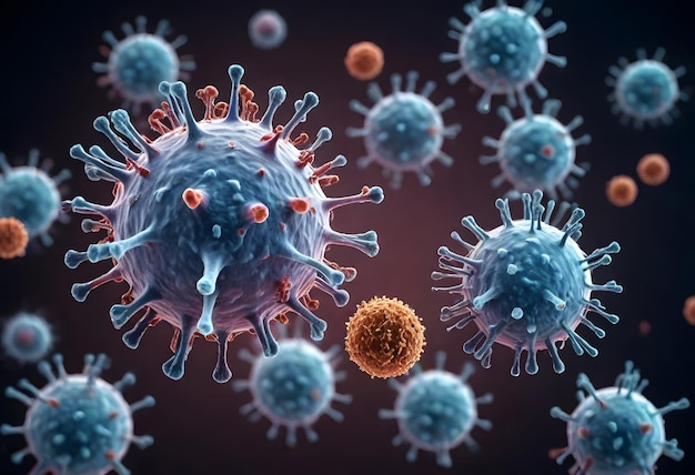 Photo infectious viruses 3d rendering of chemical molec