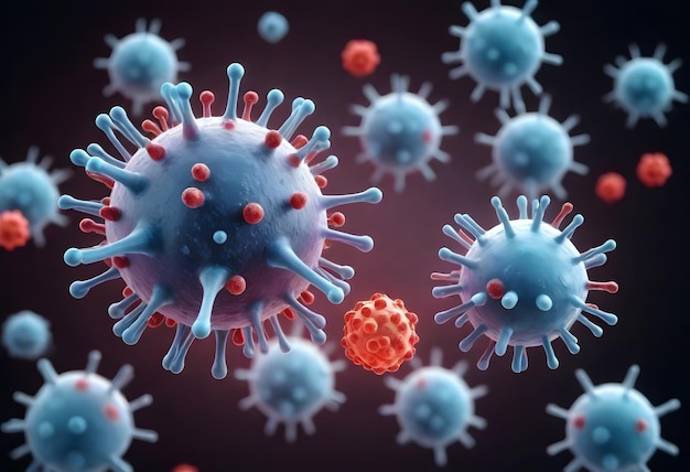 Infectious viruses 3d rendering of chemical molec