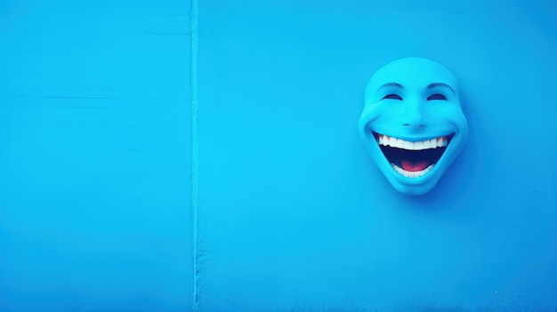 Infectiously Happy Woman Laughing Against Blue Background
