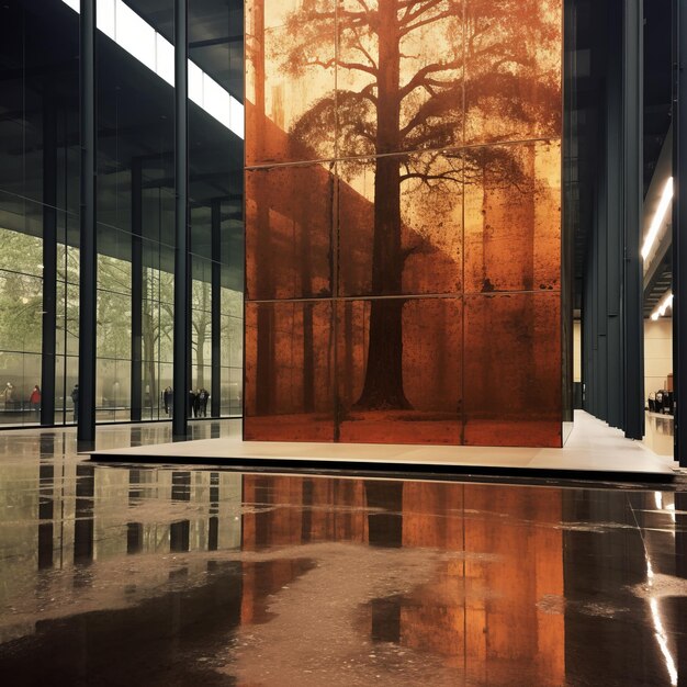 Photo infinite boundaries richard serra's slick reflection glass slab and the majesty of sequoia at tate