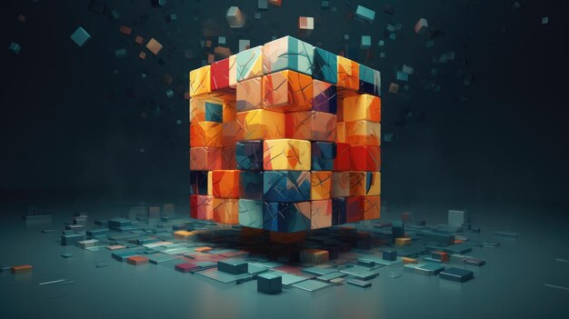 Бесконечный куб в фрагментах изображения